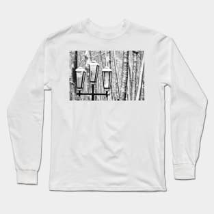 Lamppost in front of snow-covered trees Long Sleeve T-Shirt